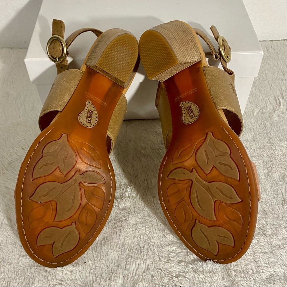 Born Cindie Two-Tone Leather Heeled Open Toe Sandals Women’s Size 11M Slingback - Picture 9 of 13